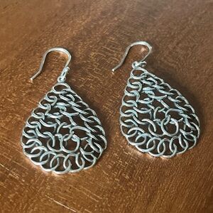 Silpada sterling silver 925 Woven Weave  Teardrop Dangle Wire earrings 2” drop